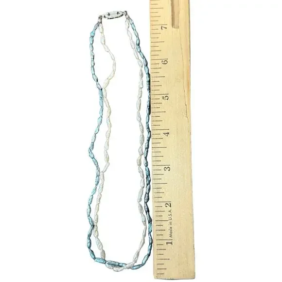 Vintage Beaded Necklaces White Blue Purple Green Blue Bangle Bracelet 4 Pieces - Picture 16 of 16